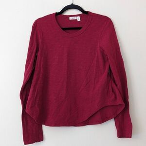 Wilt Asymmetrical Hem Cotton Long Sleeve Tee Made In USA